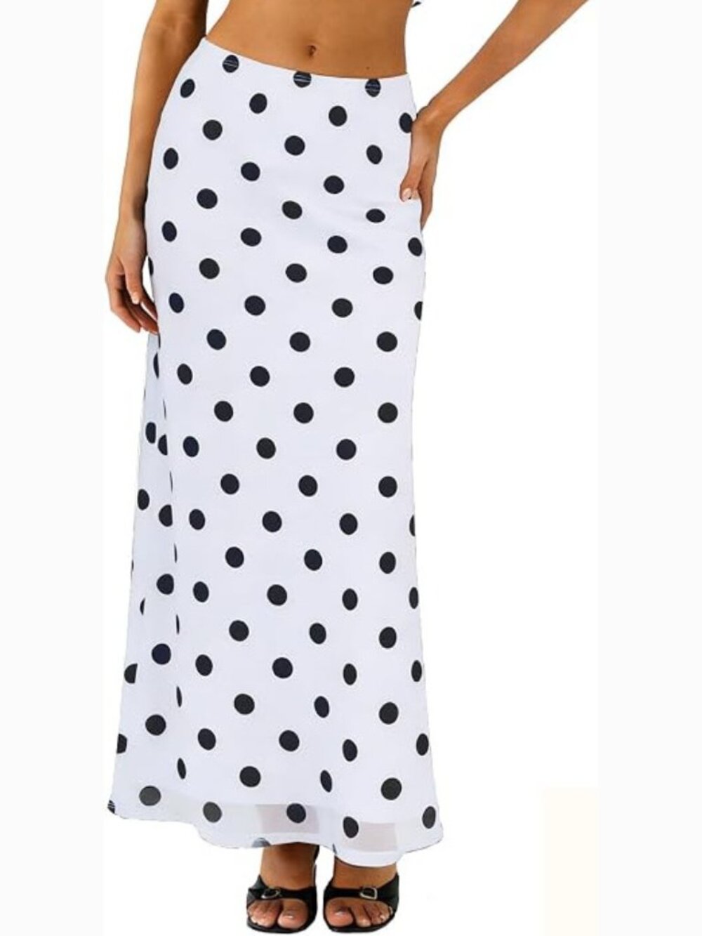 White Polka Dot Maxi Skirt